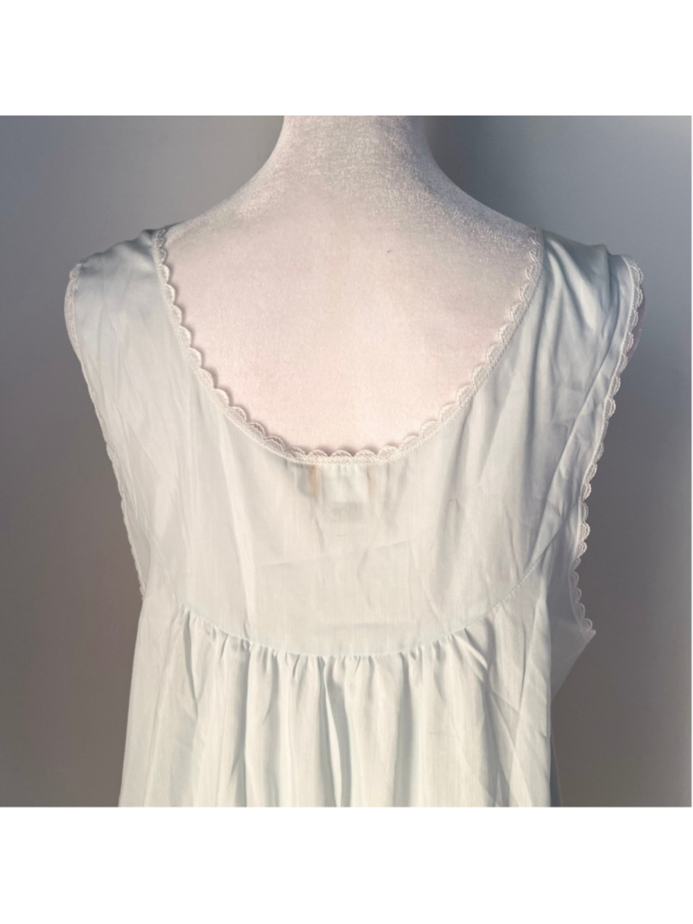 Vtg Barbizon Peignoir Set Size L Blue Floral Nightgown Robe Lace Embroidered NWT - Picture 15 of 15
